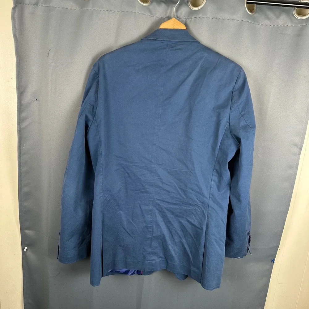 Ben Sherman Fluke Mens Blue Cotton Blend 2 Button Blazer Sport Coat Jacket L42